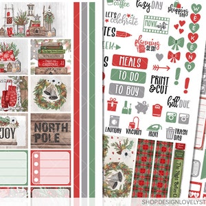 Printable CHRISTMAS Stickers Kit, Hobonichi Weeks Christmas Planner ...