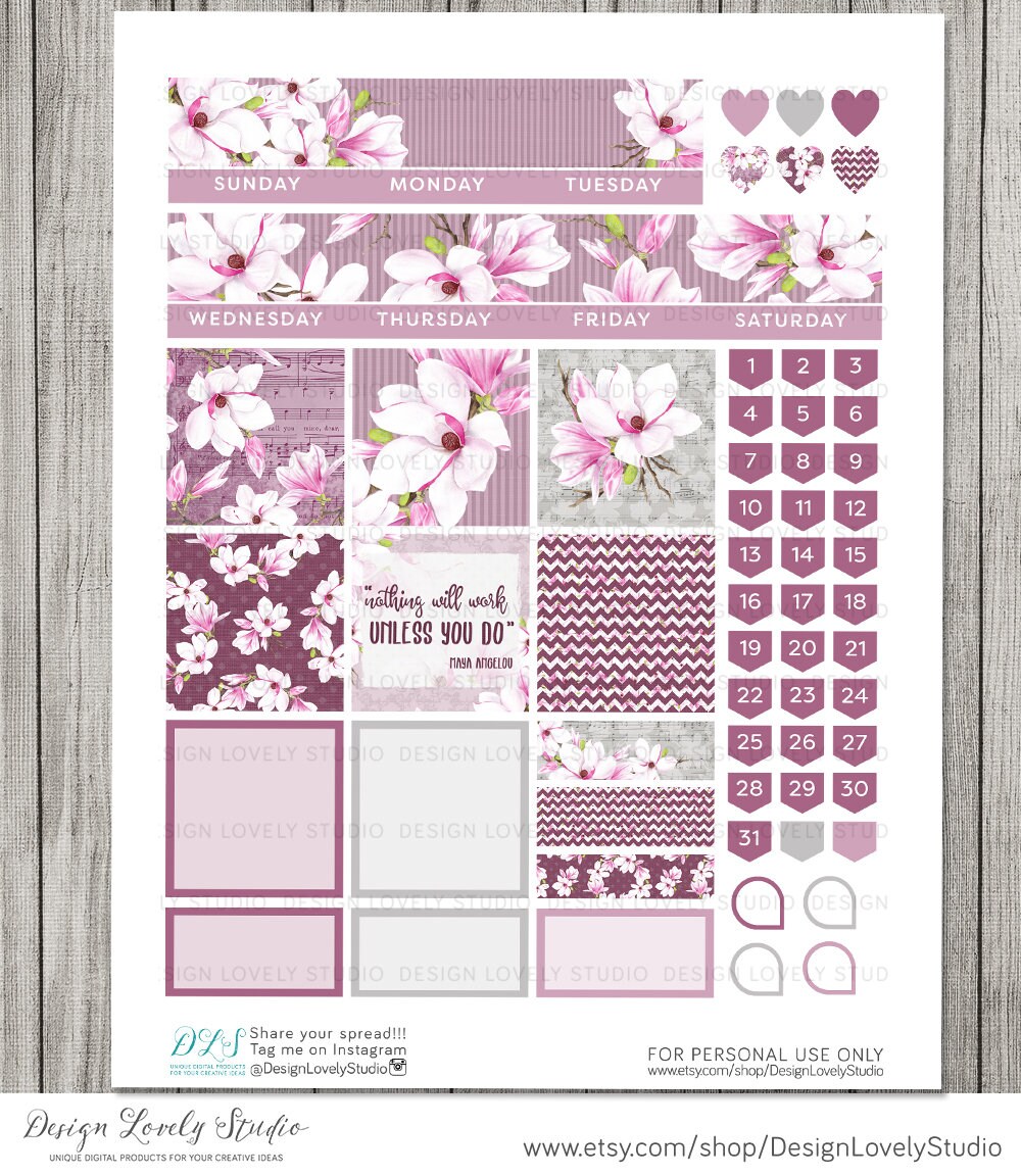 Big Happy Planner Printable Stickers, Floral Planner Stickers Printable ...