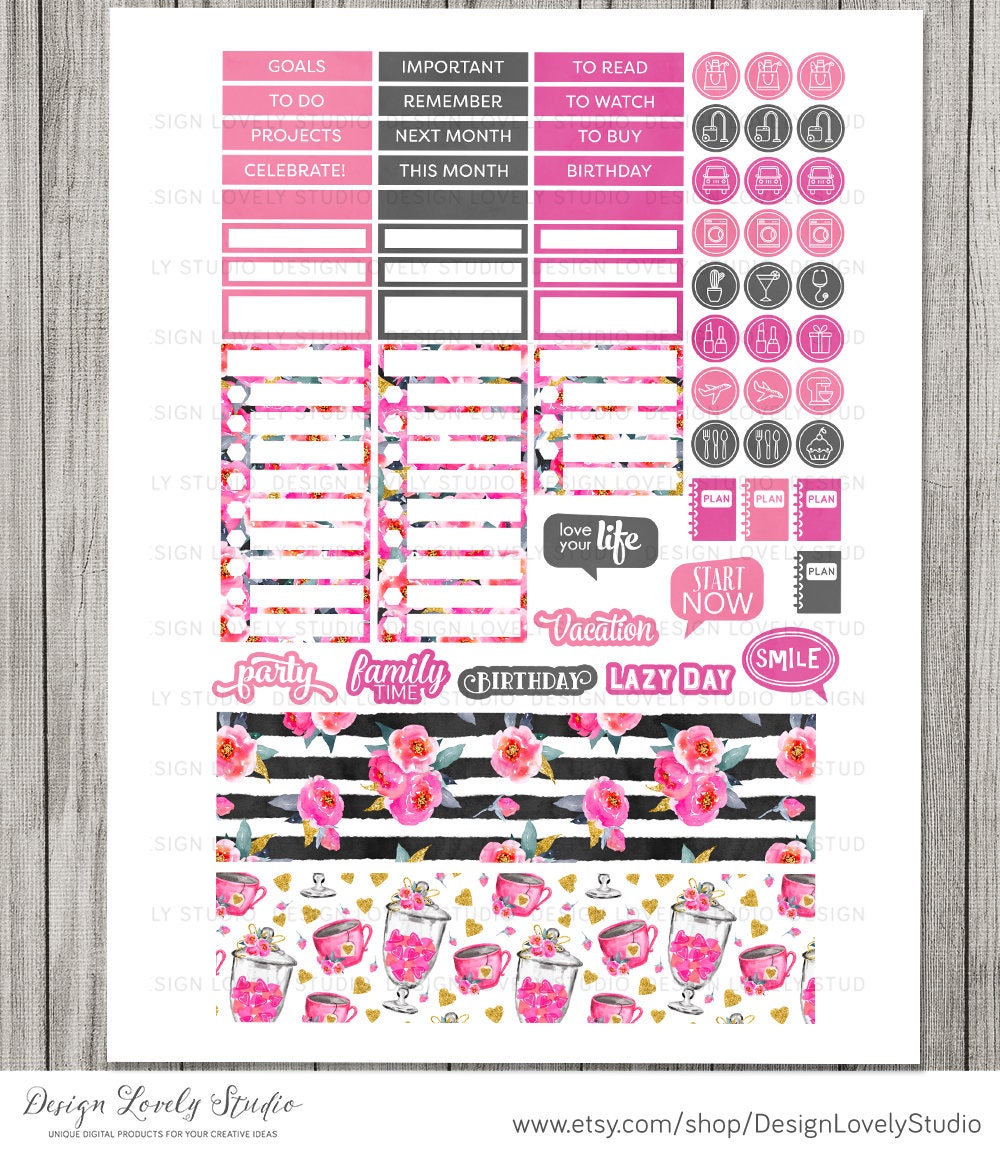 Happy Planner Monthly Printable Stickers Cricut Happy Planner - Etsy
