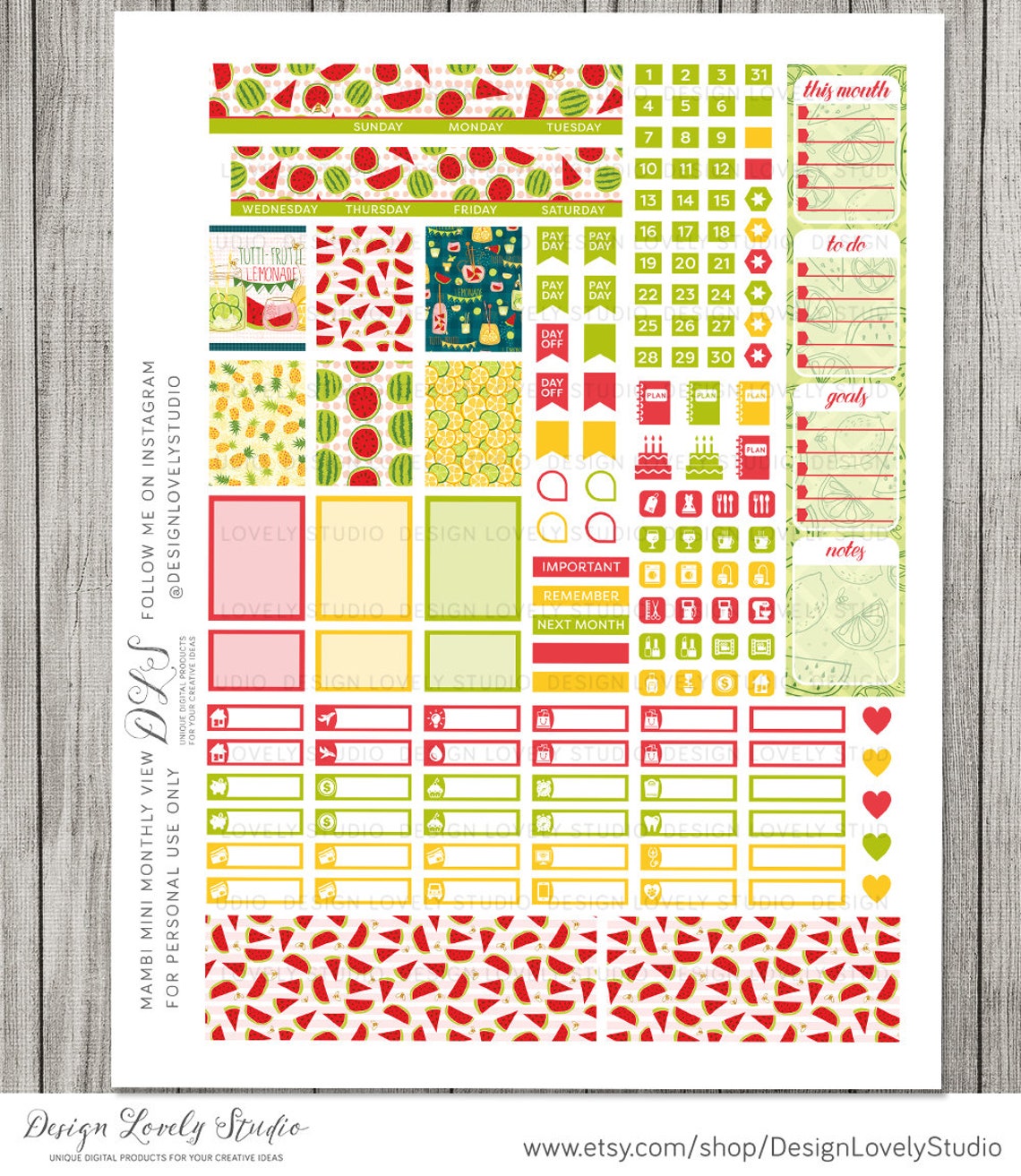 Mini Happy Planner Monthly Sticker Kit, Mini Happy Planner Monthly ...