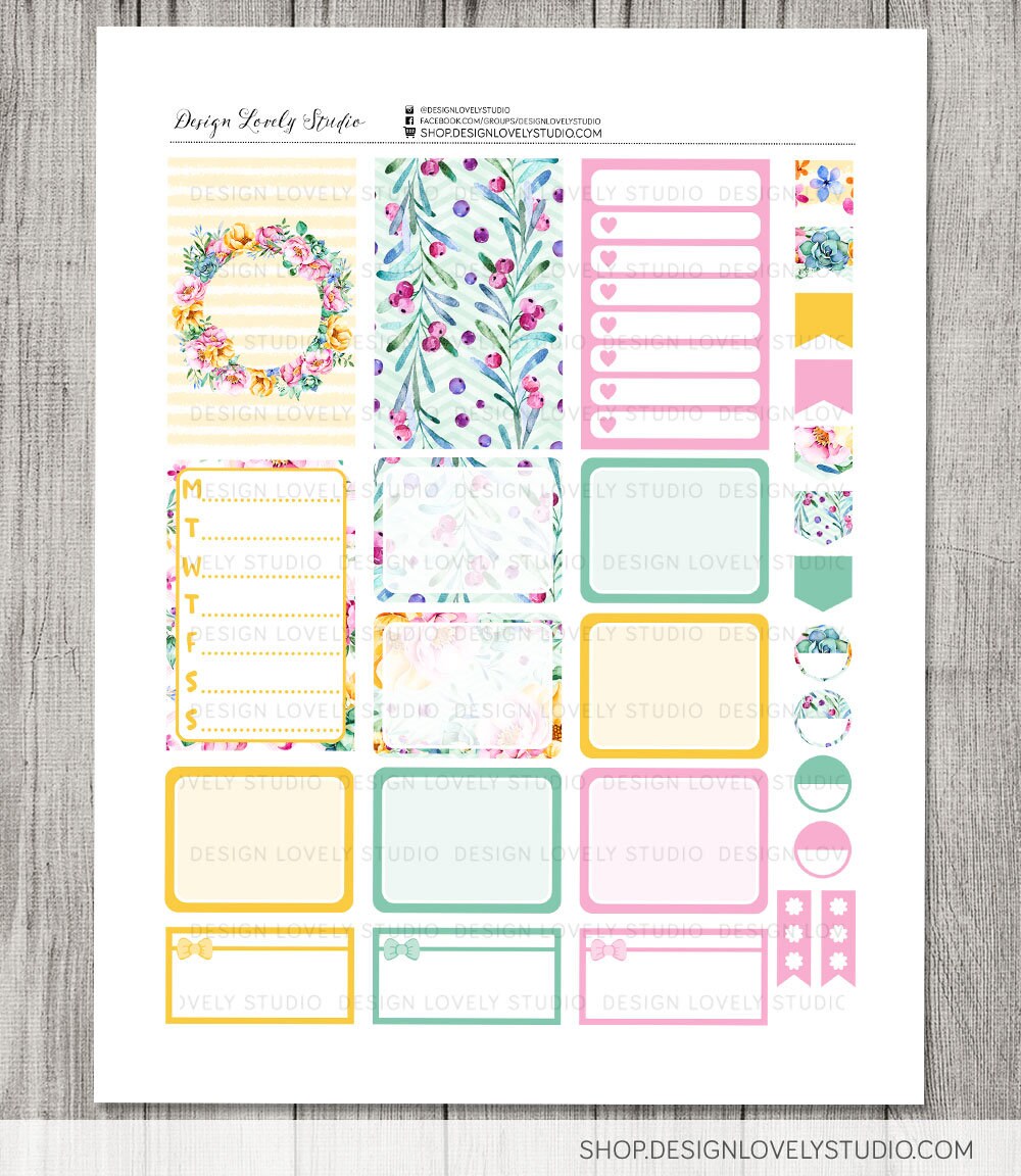 Floral Planner Stickers Kit, PRINTABLE Big Happy Planner Stickers Kit ...