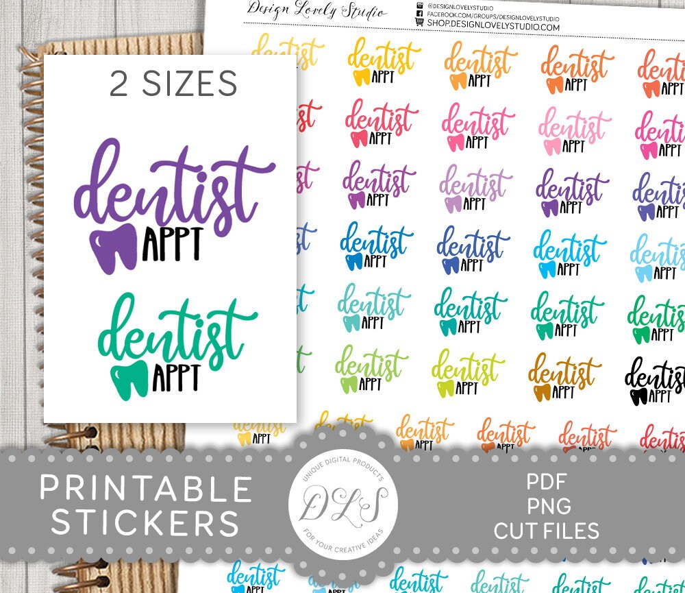 DENTIST APPOINTMENT Planner Stickers, Printable Planner Stickers ...