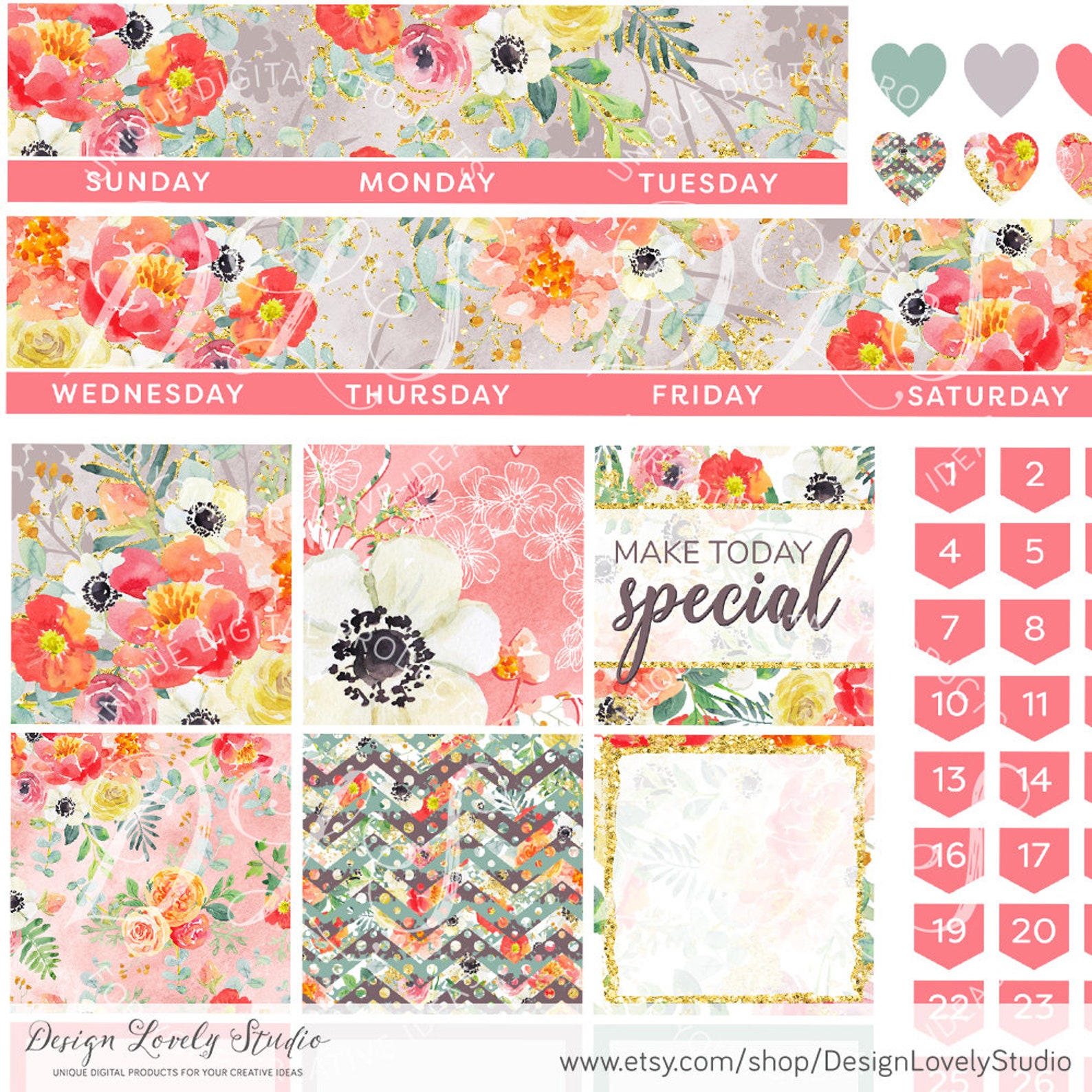 PRINTABLE Happy Planner Stickers Monthly Planner Stickers | Etsy