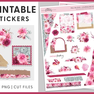 Floral Journaling Sticker Kit, Botanical Planner Stickers, Printable Journaling Stickers, Bullet Journal Stickers, Watercolor Stickers,JS113 image 1
