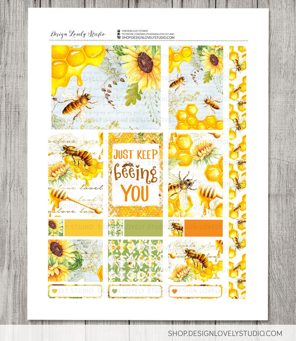 PRINTABLE Big Happy Planner Weekly Kit, Honey Bee Planner Stickers, Big ...