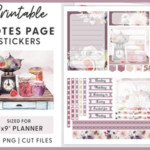 Notes Page Sticker Kit, Printable Planner Stickers, Monthly Sticker Kit, Summer Planner Stickers, Erin Condren Planner Stickers, ECN224