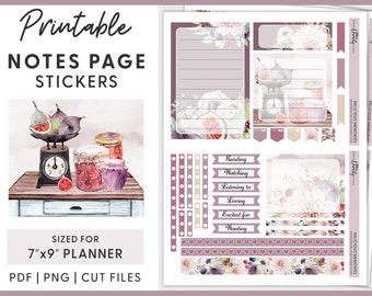 Notes Page Sticker Kit, Printable Planner Stickers, Monthly Sticker Kit, Summer Planner Stickers, Erin Condren Planner Stickers, ECN224