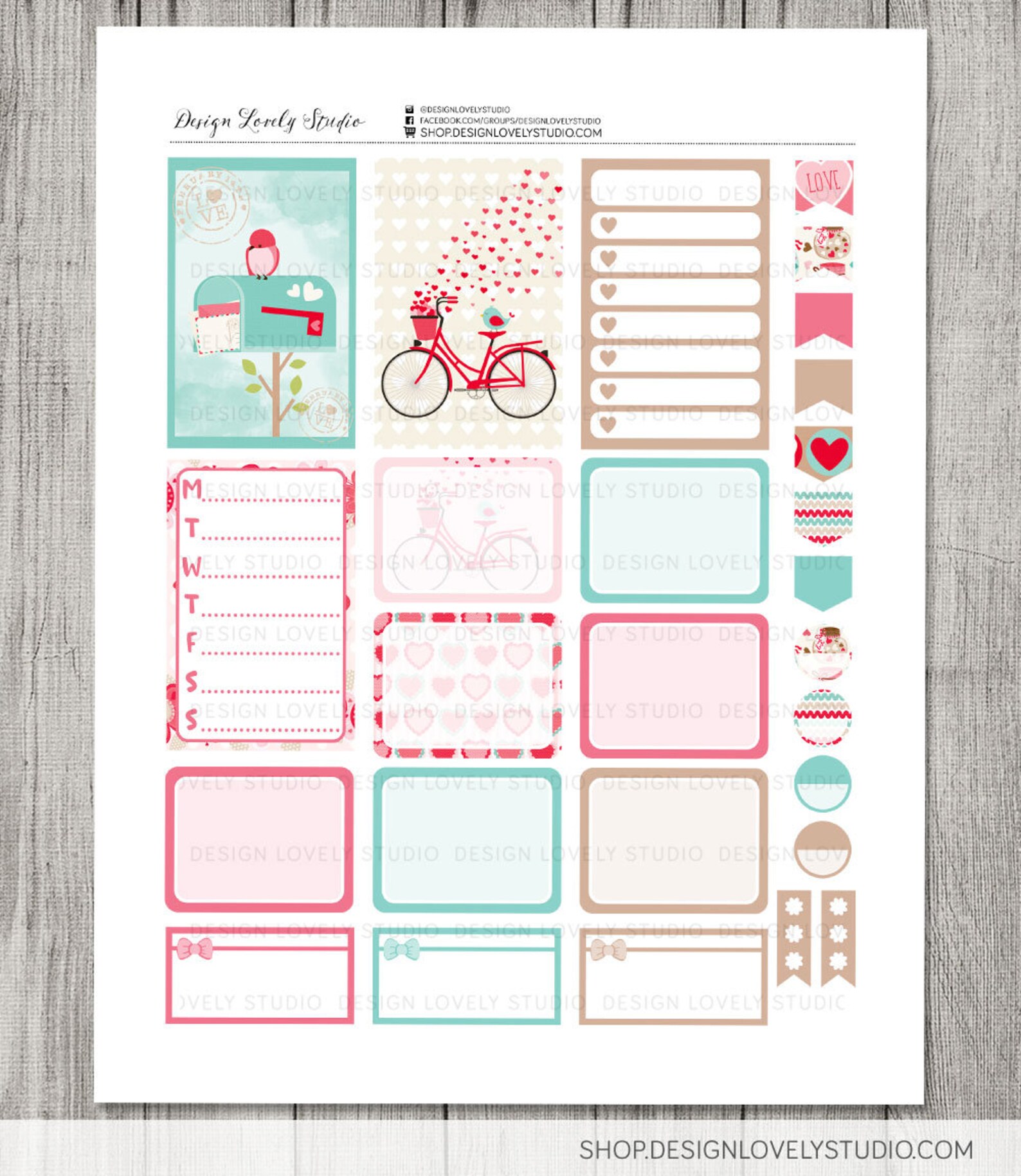 Printable Big Happy Planner Valentine's Day Stickers Kit - Etsy