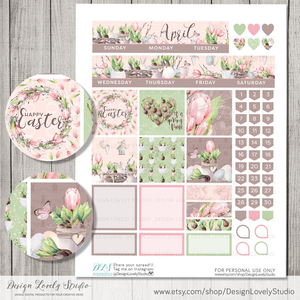 April Big Happy Planner Stickers, Printable Big Happy Planner Stickers ...