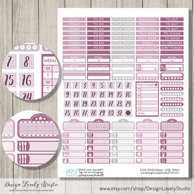 Happy Planner PRINTABLE Weekly Kit Purple Floral Planner - Etsy