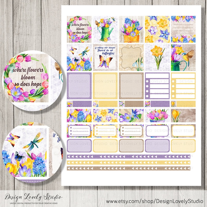 FLORAL Planner Stickers Spring Floral Planner Stickers Etsy