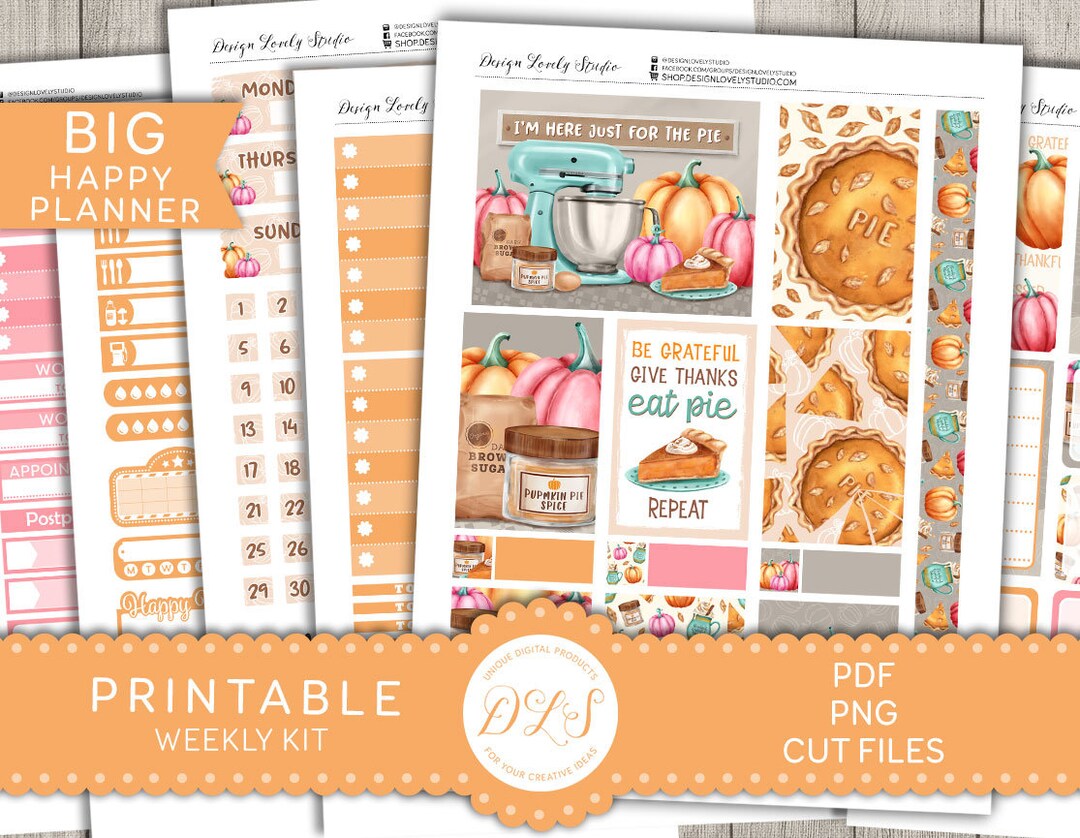 Printable THANKSGIVING Stickers Kit, Big Happy Planner Weekly Kit, Fall ...