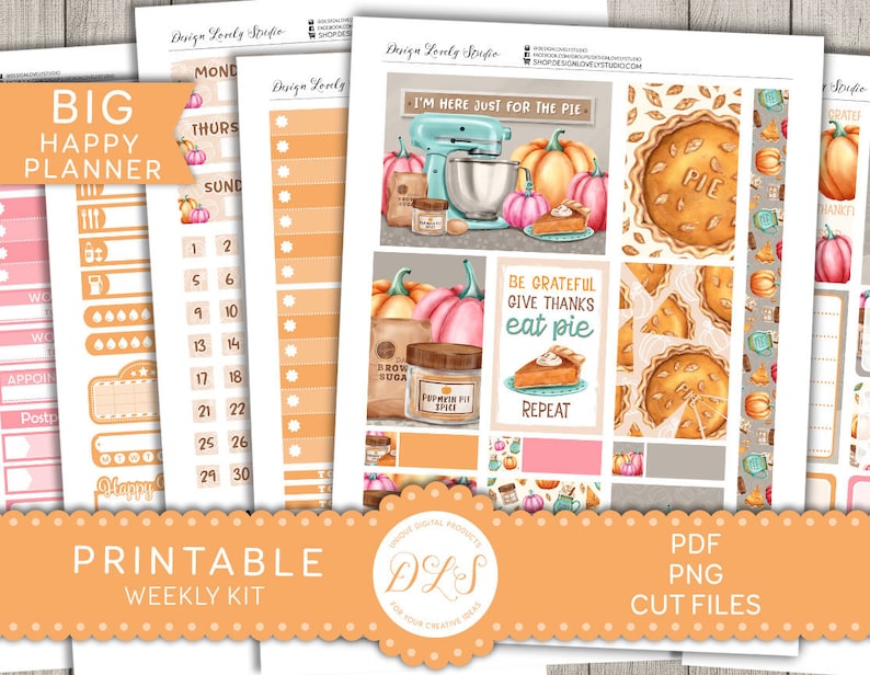 Printable THANKSGIVING Stickers Kit, Big Happy Planner Weekly Kit, Fall ...