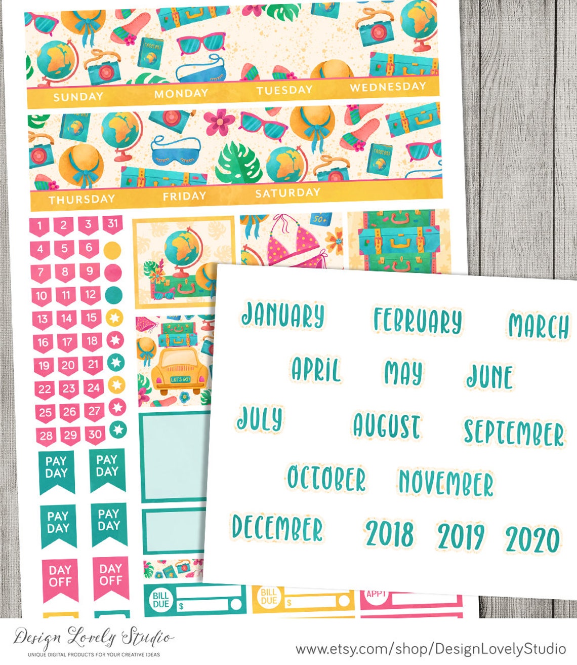 Printable Monthly Planner Stickers for Erin Condren Life Planner ...