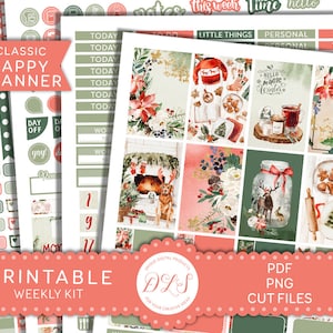 Kerst Planner Stickes, Happy Planner Afdrukbare Stickers, Winter Planner Stickers, Afdrukbare Wekelijkse Kit, December Wekelijkse Kit, HP204