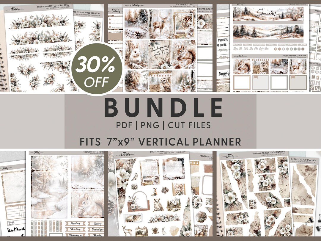 Winter Woodland Printable Stickers Bundle, Weekly, Monthly, Notes ...