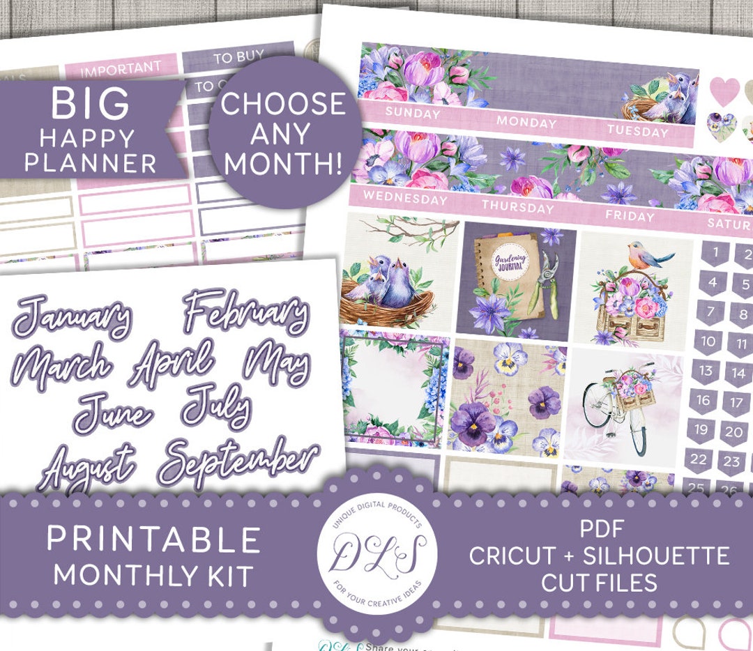 Big Happy Planner Monthly Kit, Printable Monthly Planner Stickers, HP ...
