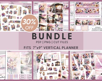 Set di adesivi stampabili "Serata estiva in spiaggia", settimanali, mensili, per appunti, journaling, con motivi floreali, Erin Condren, agenda vacanze BV164