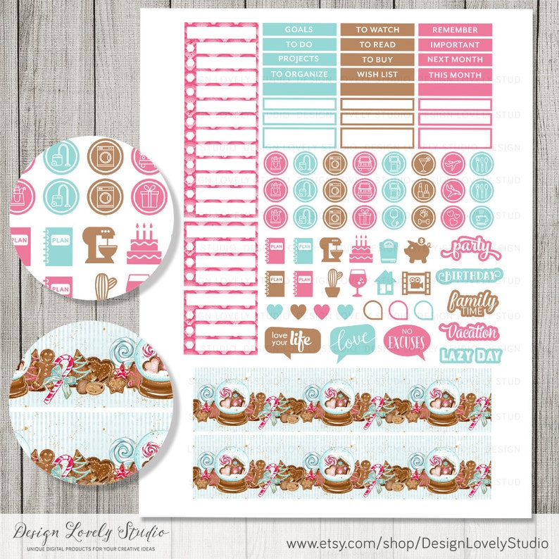 DECEMBER Planner Stickers Printable December Monthly Kit for - Etsy