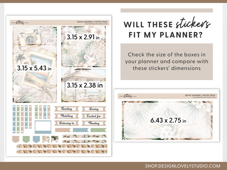 Boho Summer Notes Page Kit – Printable Planner Stickers for Erin ...