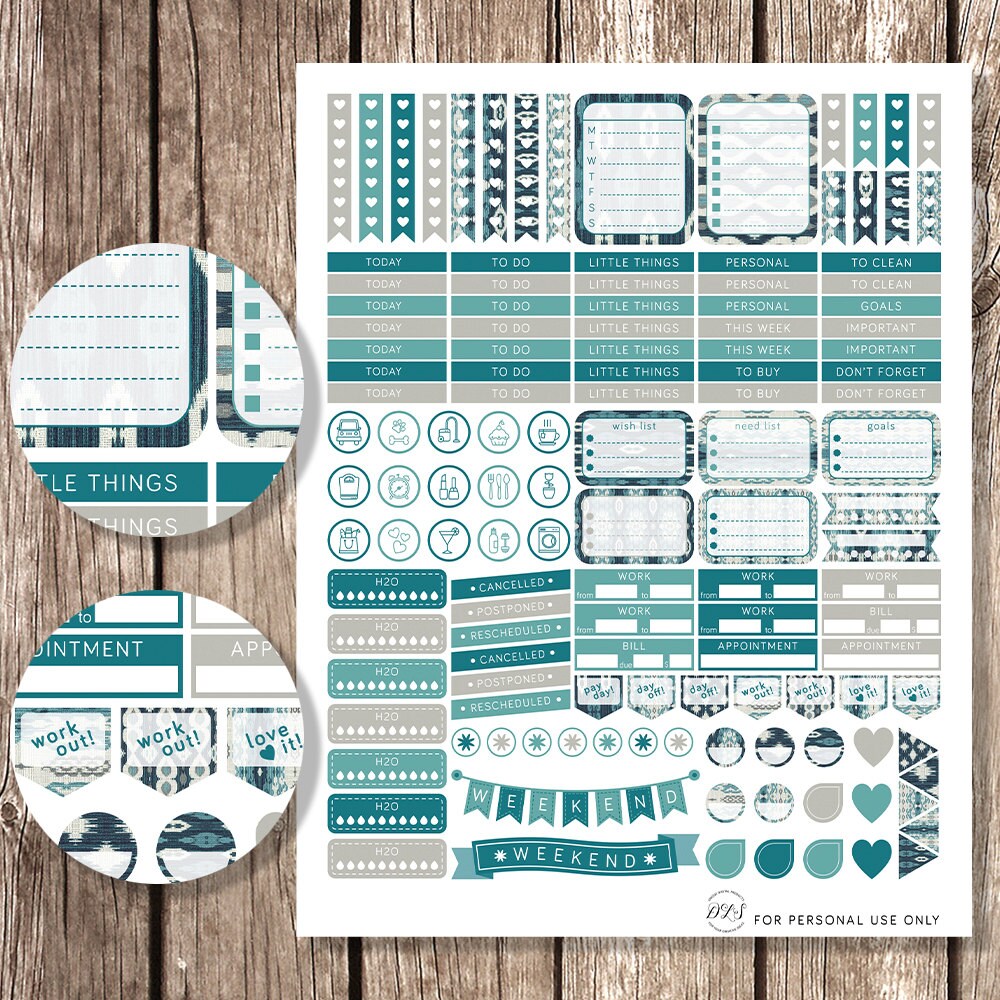 Printable VERTICAL Planner Stickers for Erin Condren, Weekly Planner ...