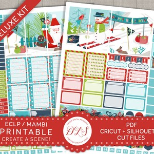 Kerst afdrukbare stickers, wekelijkse planner kit, ECLP december, Mambi Happy planner, december planner stickers, gesneden bestandsstickers, ECF103