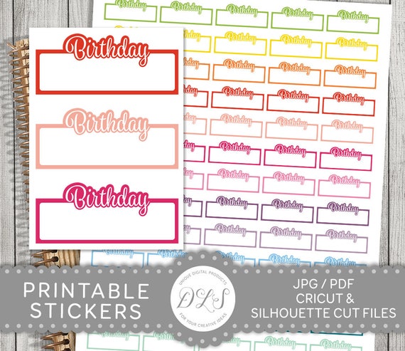 Printable Birthday Planner Stickers, Birthday Reminder Stickers, Birthday  Planner Stickers, Birthday Box Stickers, Birthday Stickers, FS135