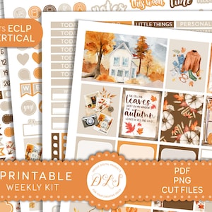 Fall Planner Stickers Printable, Printable Weekly Planner Kit, Erin Condren Printable Stickers, Autumn Planner Stickers, Cut Files, VS201