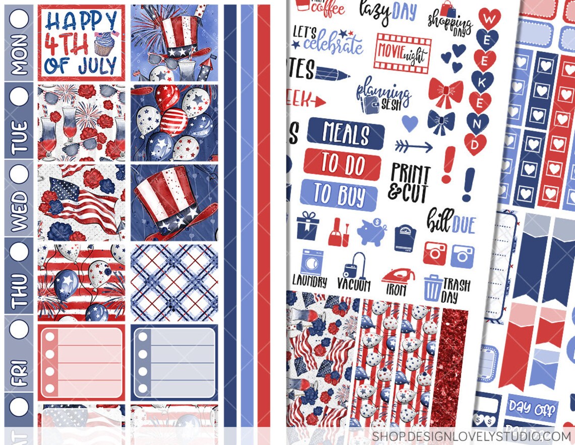 4th of July Hobonichi Printable, Printable HOBONICHI Weeks Stickers ...