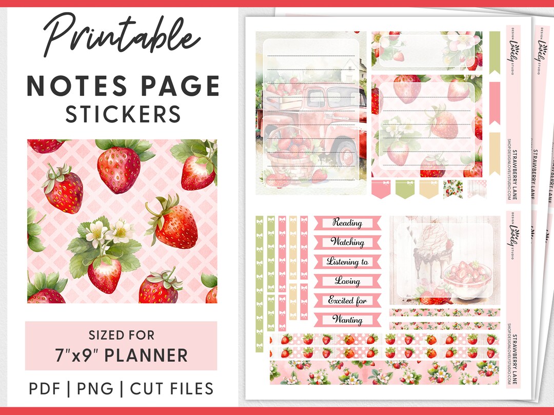 May Notes Page Kitjune Notes Page Kit Strawberry Planner - Etsy