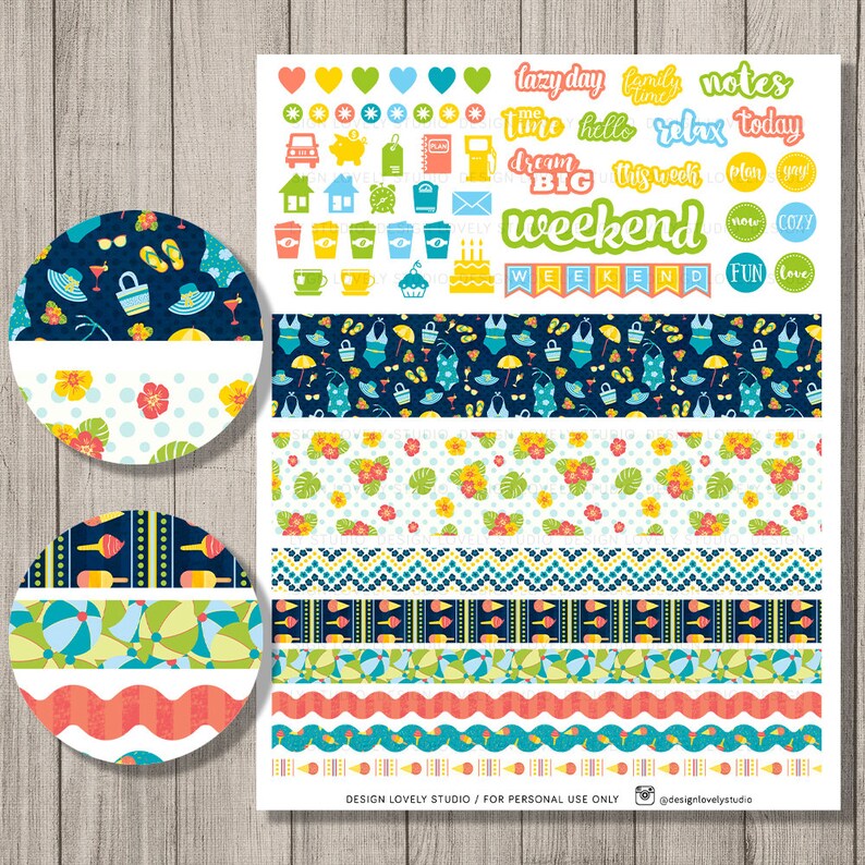 beach planner stickers summer planner stickers happy
