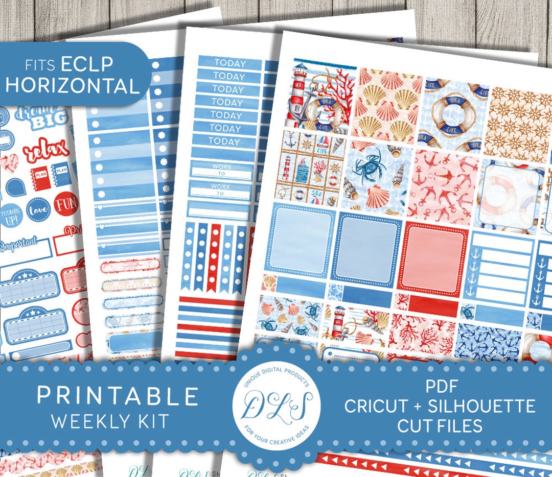 Weekly Printable Stickers, Printable Planner Stickers for EC Horizontal ...