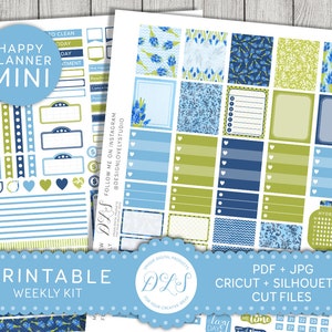 Mini Happy Planner, Weekly Printable Kit, Mini Happy Kit, Happy Planner Printable, Floral Stickers Kit, Spring Planner Stickers, MW104