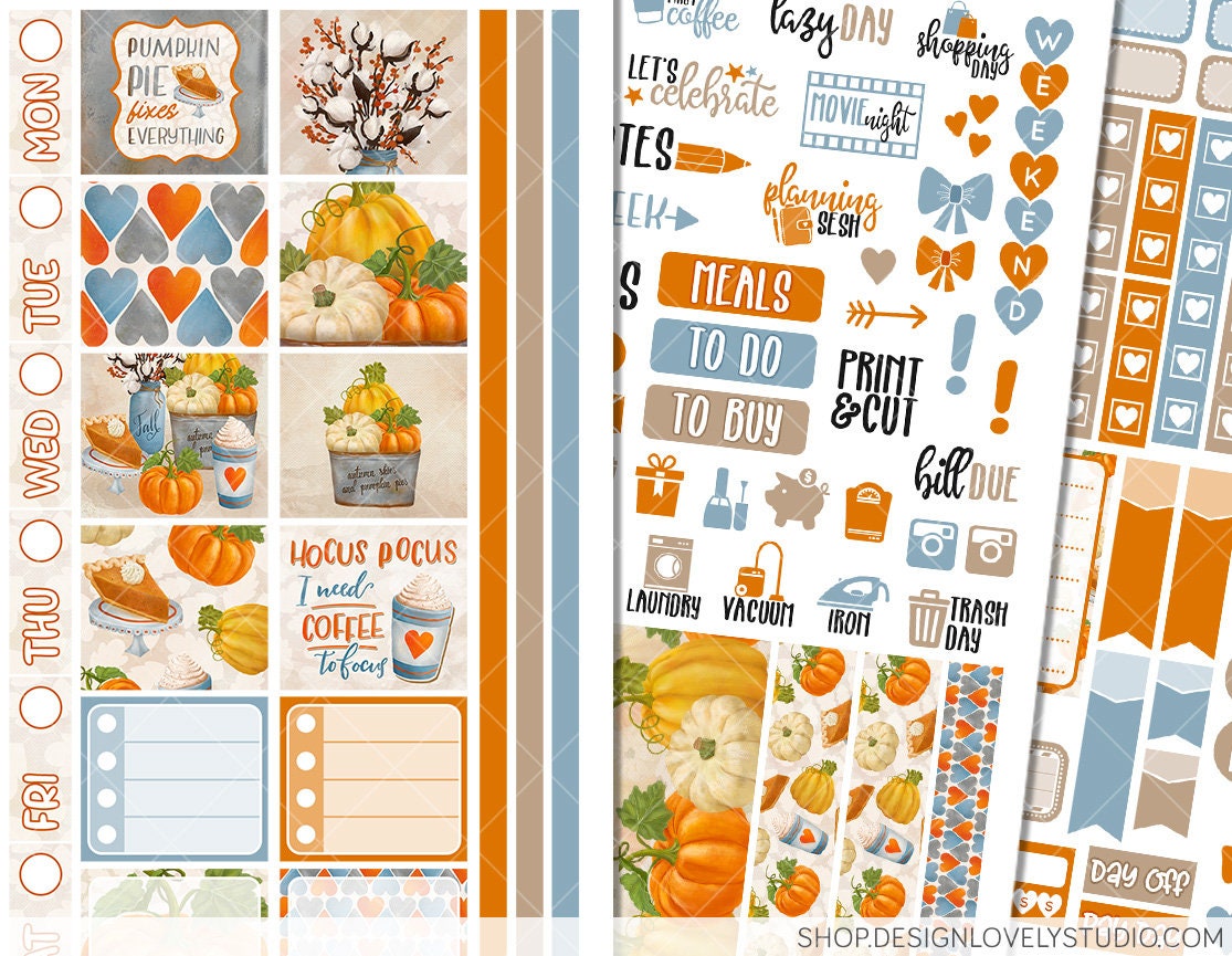 Printable HALLOWEEN Planner Stickers, HOBONICHI Weeks Stickers Kit ...