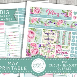 May Big Happy Planner Stickers, imprimables Big Happy Planner Stickers, imprimable May Monthly Kit, Spring Monthly Stickers, Cut Files, BM113