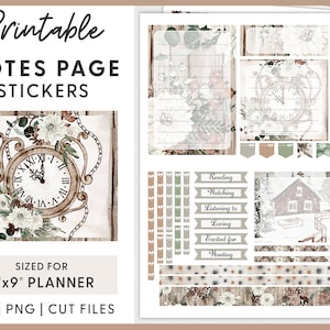 January Notes Page Kit, Printable Planner Stickers, Monthly Sticker Kit ...
