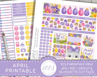 April Monthly Kit Printable April Planner Stickers Easter | Etsy