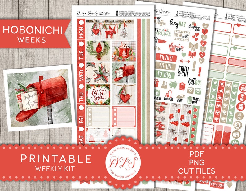 Hobonichi Weeks CHRISTMAS Stickers Kit Printable Christmas - Etsy