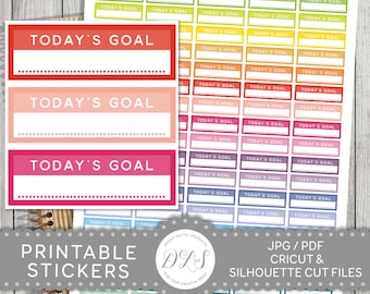 Goals Planner Stickers, Printable Goals Stickers, Today's Goal Stickers, Goals Tracker Stickers, Goals Labels, Goals Box Stickers, FS129