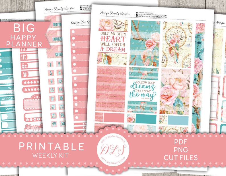 PRINTABLE Big Happy Planner Stickers Kit Dreamcatcher Planner - Etsy