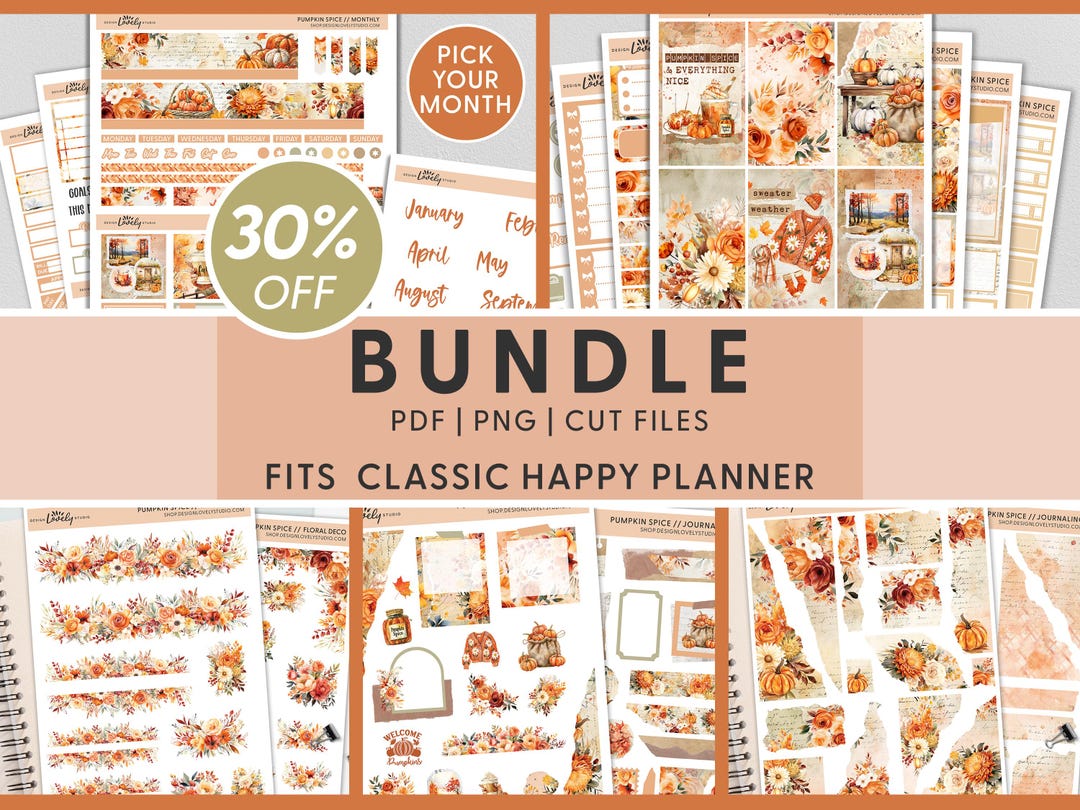 Printable Autumn Planner Stickers Bundle, Fall Monthly Kit, Weekly ...