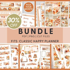 Bundle d'autocollants pour agenda d'automne à imprimer, kit mensuel d'automne, autocollants hebdomadaires, autocollants de journalisation, Happy Planner, citrouille épicée, BH115