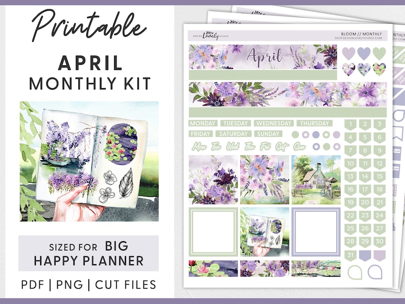 April Planner Stickers, Big Happy Planner Stickers Kit, Spring Planner ...
