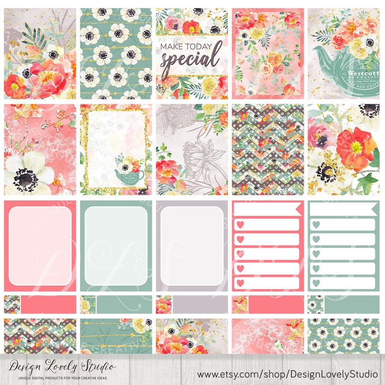 PRINTABLE Floral Planner Stickers, Weekly Stickers Kit, Poppy Stickers ...