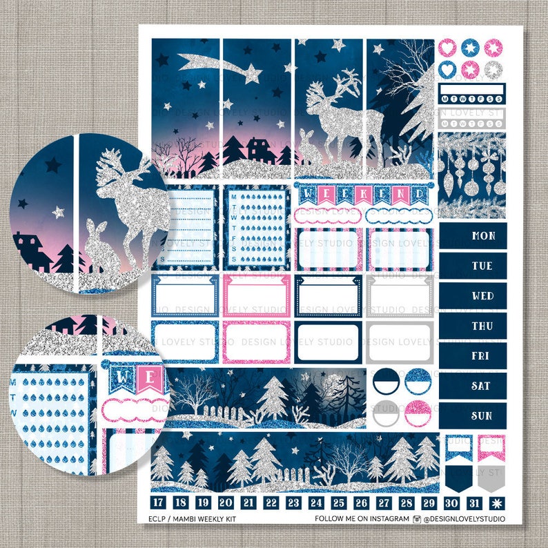 Winter Stickers Kit Christmas Planner Stickers Weekly - Etsy