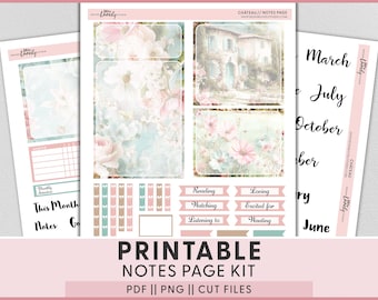 Adesivi stampabili a tema castello romantico per agenda, Kit per appunti di maggio per Erin Condren, Pagina per appunti di giugno, Kit floreale primaverile in stile cottagecore, ECN315