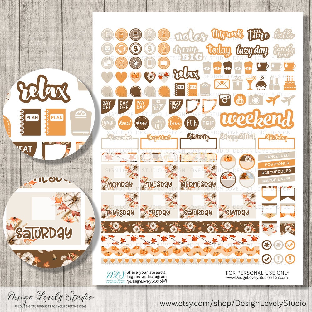 Planner Stickers Printable Planner Stickers Diy Stock Vector (Royalty Free)  376032106