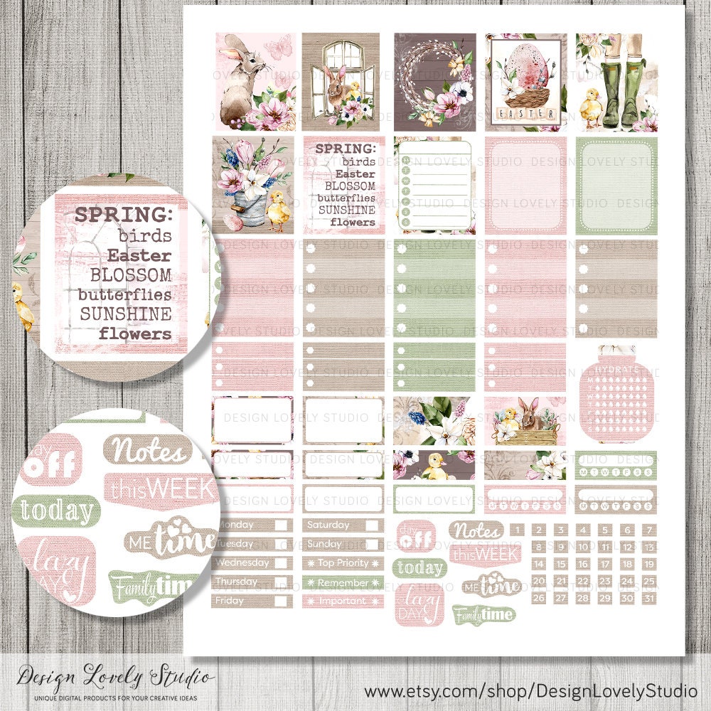 Printable Easter Planner Stickers, Mini Happy Planner Weekly Stickers ...