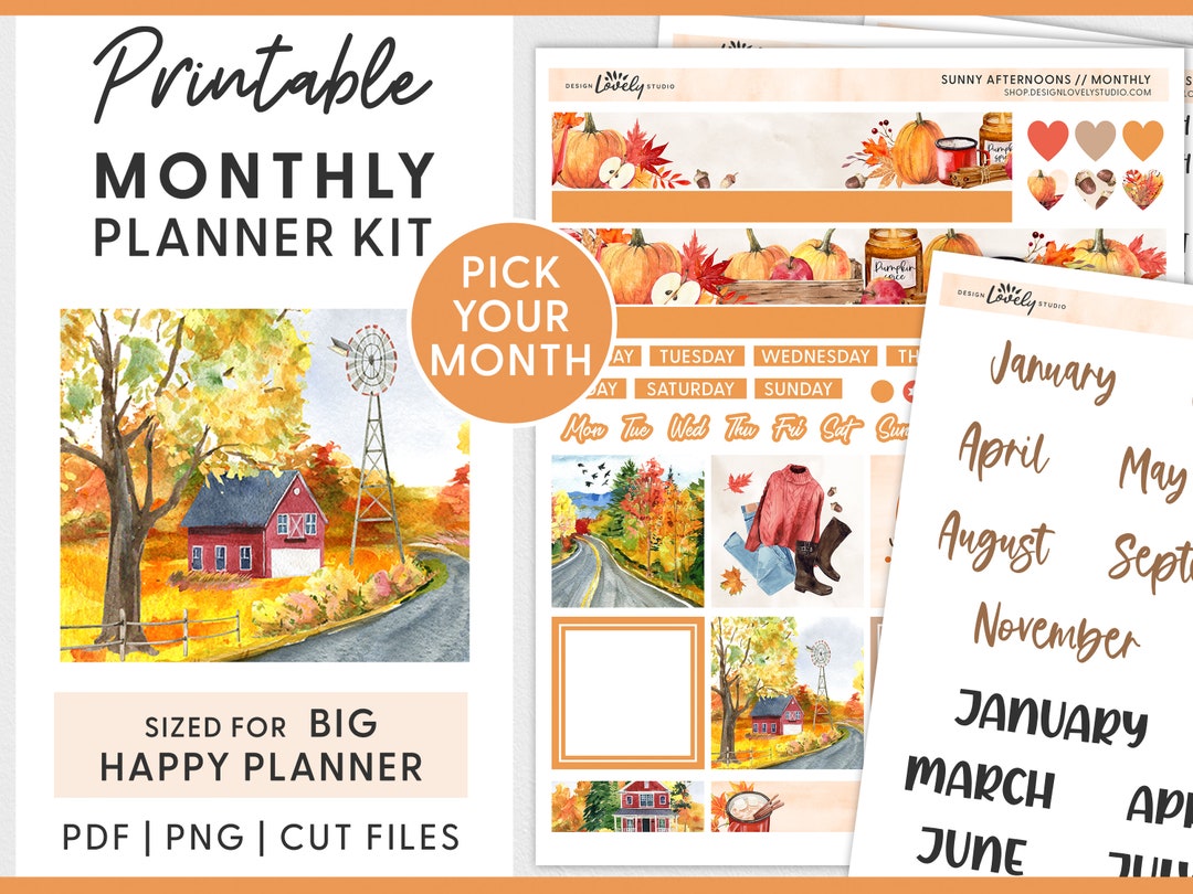 Big Happy Planner Stickers Kit, Monthly Stickers Kit, Fall Planner ...