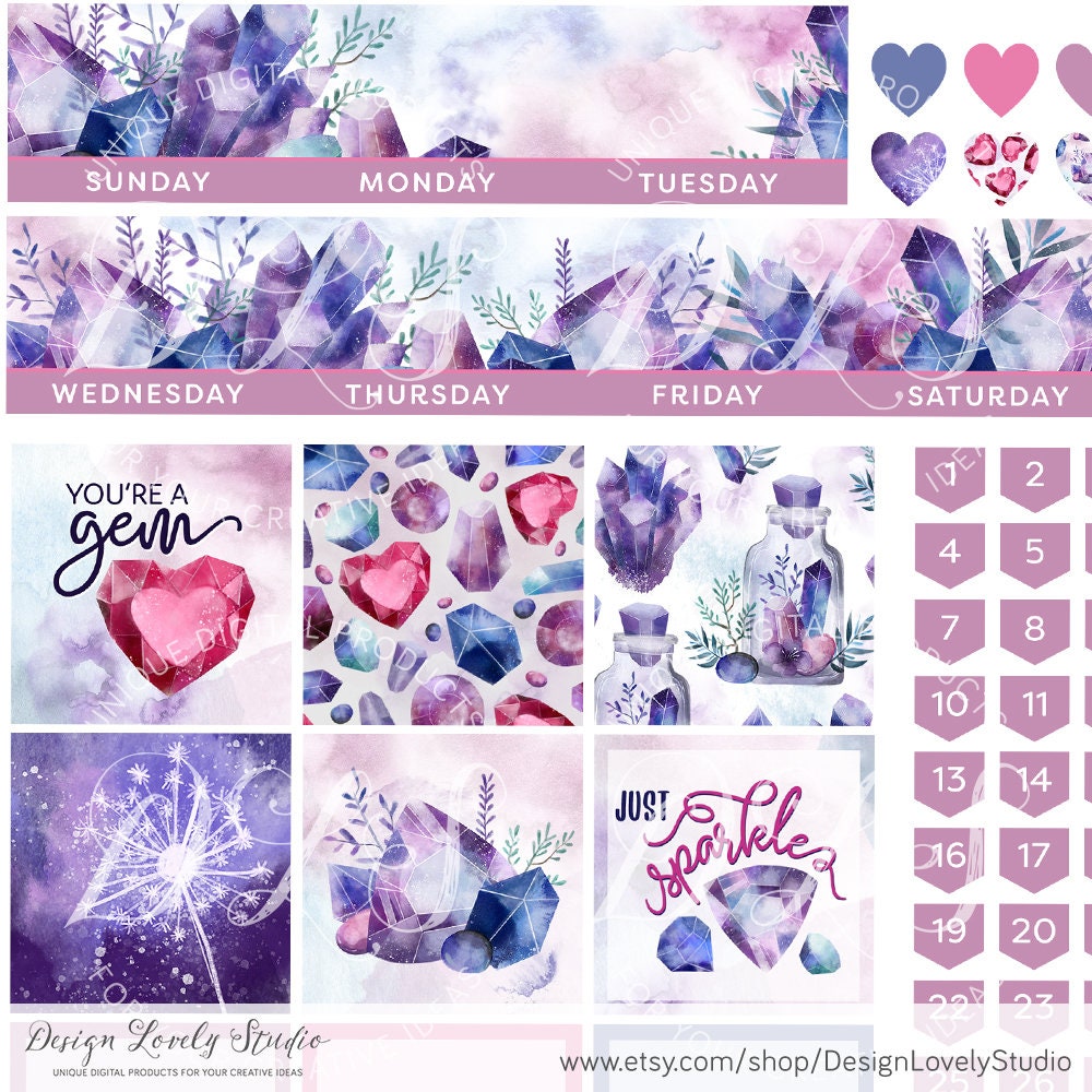 Classic Happy Planner Printable Stickers, Monthly Planner Stickers Kit ...